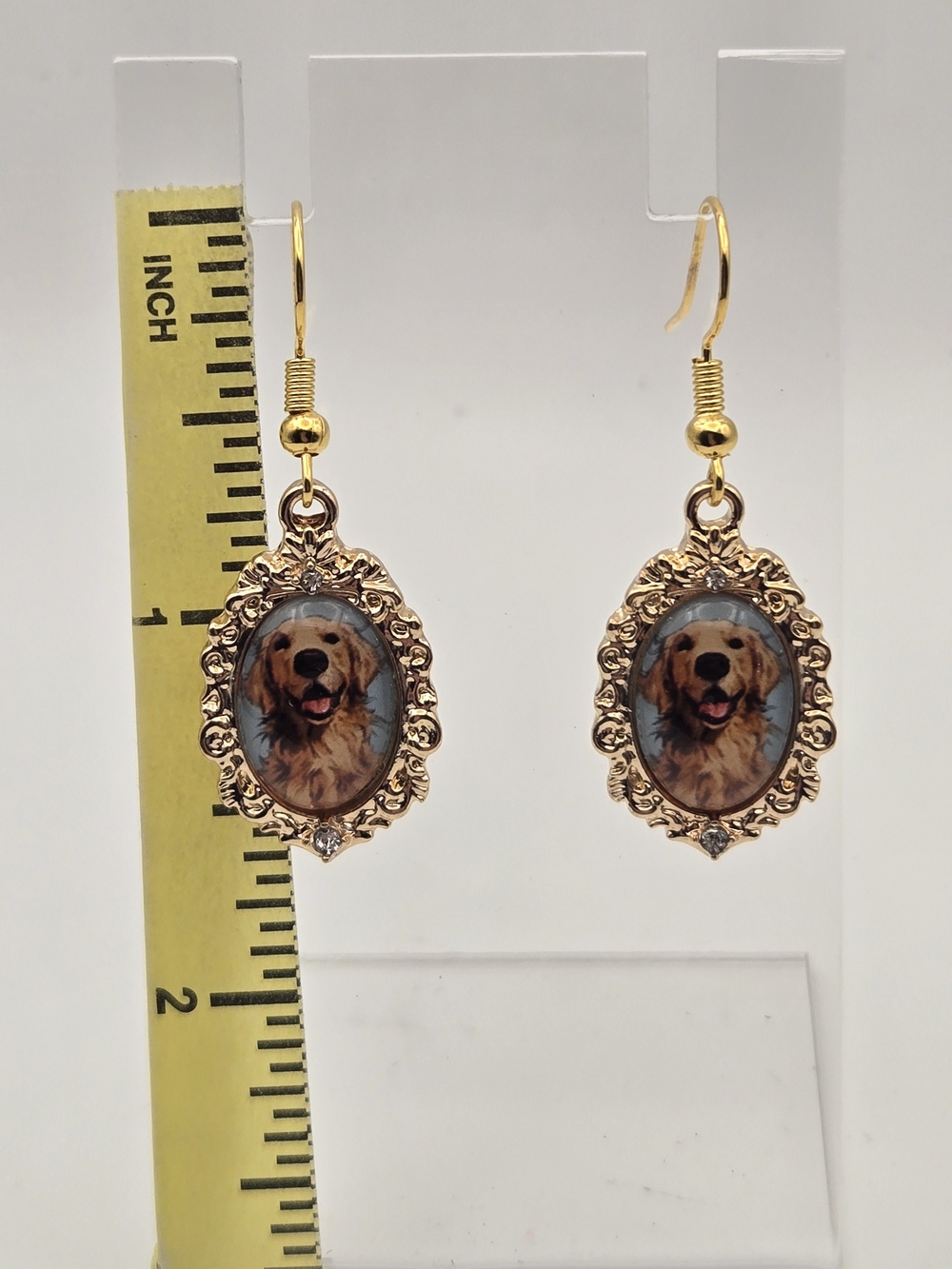 Gold-Tone Dog Portrait Dangle Earrings